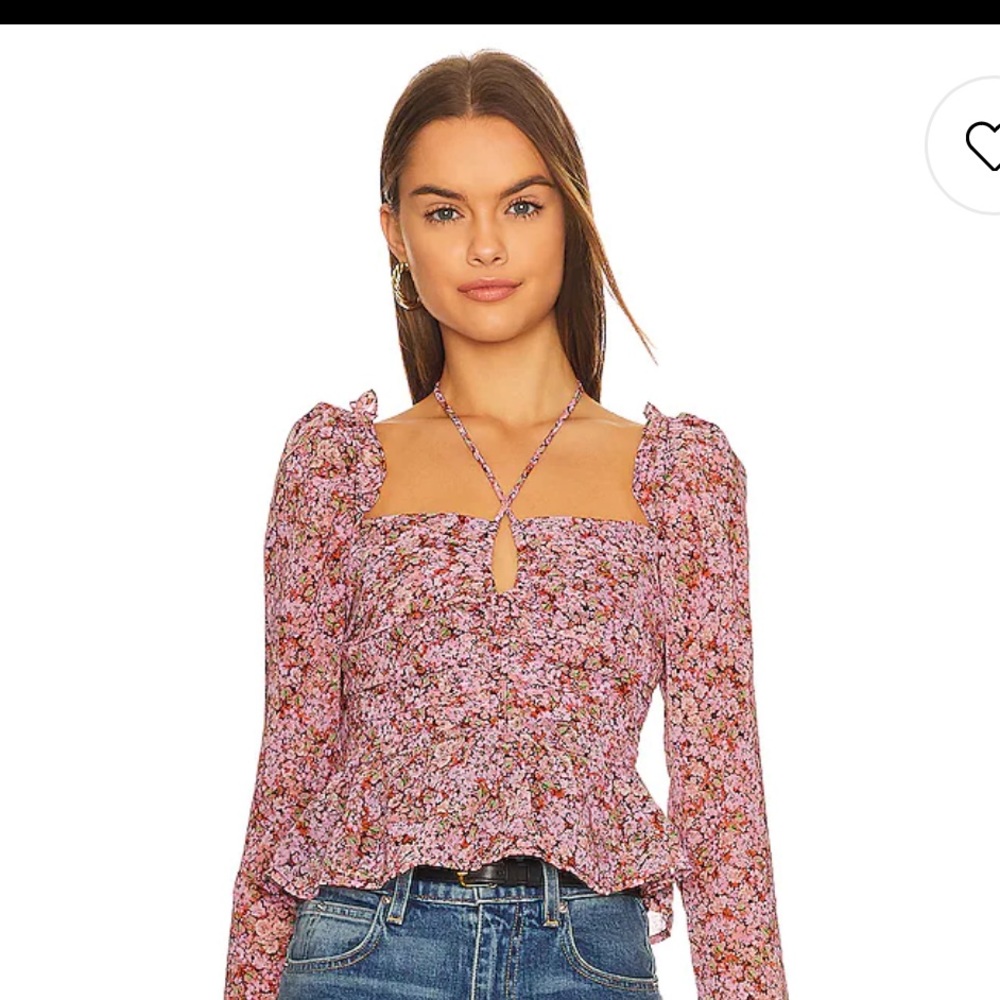 Brand new ASTR Toni top in black and pink. Size Large.